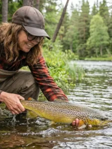 Release d'une truite de Norvège